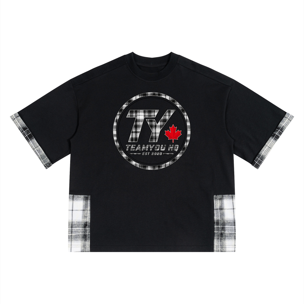 TeamYou Unisex Plaid Paneled T-Shirt