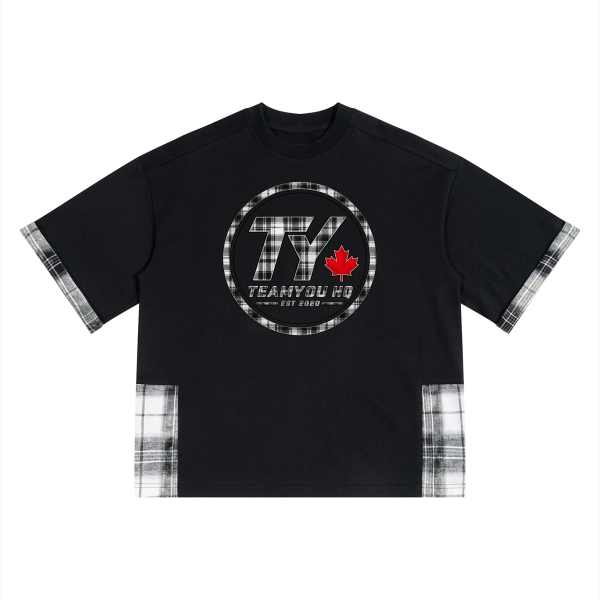 TeamYou Unisex Plaid Paneled T-Shirt