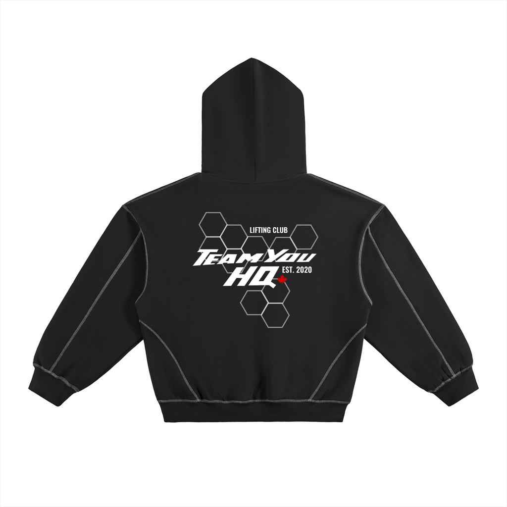 TeamYou Contrast-Stitched Boxy Fleece Hoodie